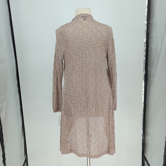 19884 Torrid Crochet Knit Open Front Duster Sweater Tan size 2X bohemian fall - Picture 2 of 7